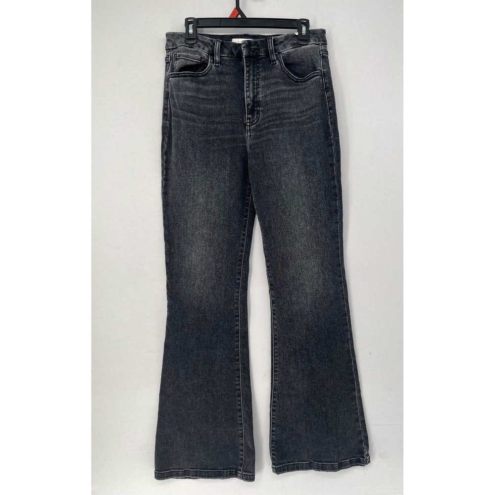 Eunina Flare Jeans High Rise Washed Black Stretch Denim E76066BKL Womens Size 31